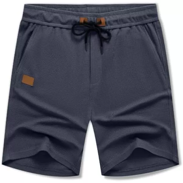 JMIERR Men's Casual 5"/ 7" Shorts Waffle Elastic Waist Drawstring Workout Running Jogging Beach Sweat Shorts with Pockets