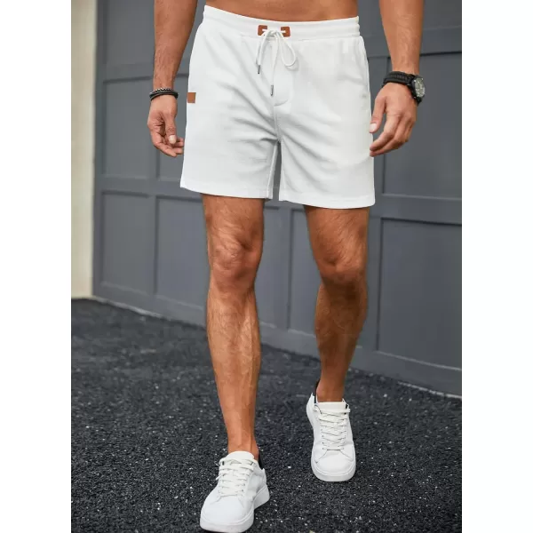 JMIERR Men's Casual 5"/ 7" Shorts Waffle Elastic Waist Drawstring Workout Running Jogging Beach Sweat Shorts with Pockets