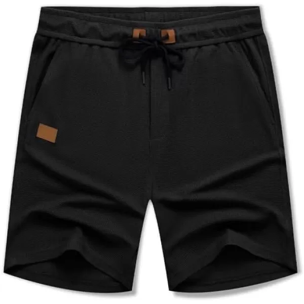 JMIERR Men's Casual 5"/ 7" Shorts Waffle Elastic Waist Drawstring Workout Running Jogging Beach Sweat Shorts with Pockets