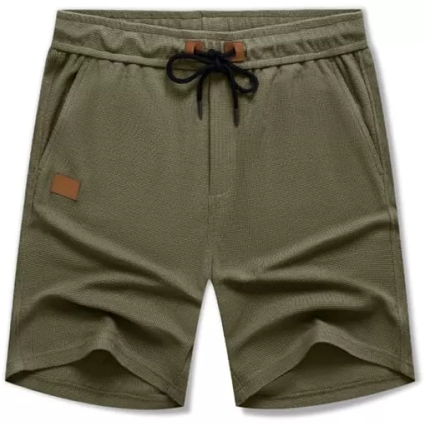 JMIERR Men's Casual 5"/ 7" Shorts Waffle Elastic Waist Drawstring Workout Running Jogging Beach Sweat Shorts with Pockets