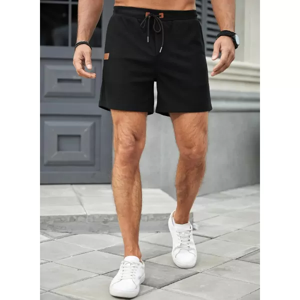 JMIERR Men's Casual 5"/ 7" Shorts Waffle Elastic Waist Drawstring Workout Running Jogging Beach Sweat Shorts with Pockets