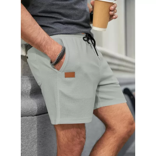 JMIERR Men's Casual 5"/ 7" Shorts Waffle Elastic Waist Drawstring Workout Running Jogging Beach Sweat Shorts with Pockets