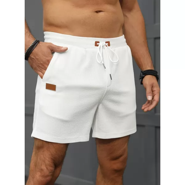 JMIERR Men's Casual 5"/ 7" Shorts Waffle Elastic Waist Drawstring Workout Running Jogging Beach Sweat Shorts with Pockets