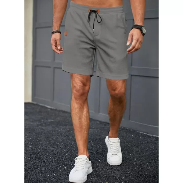 JMIERR Men's Casual 5"/ 7" Shorts Waffle Elastic Waist Drawstring Workout Running Jogging Beach Sweat Shorts with Pockets