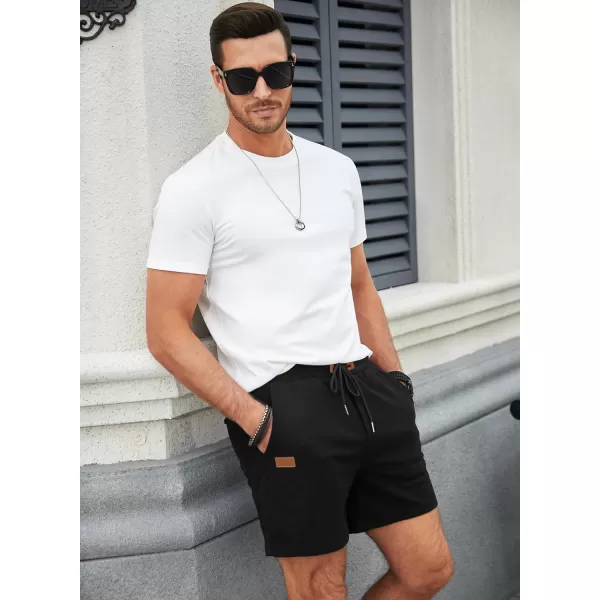JMIERR Men's Casual 5"/ 7" Shorts Waffle Elastic Waist Drawstring Workout Running Jogging Beach Sweat Shorts with Pockets