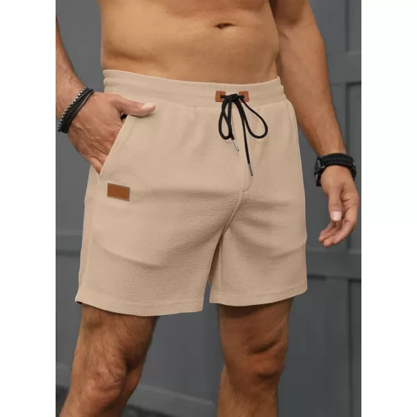 JMIERR Men's Casual 5"/ 7" Shorts Waffle Elastic Waist Drawstring Workout Running Jogging Beach Sweat Shorts with Pockets