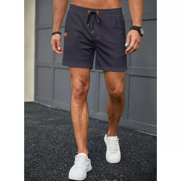 JMIERR Men's Casual 5"/ 7" Shorts Waffle Elastic Waist Drawstring Workout Running Jogging Beach Sweat Shorts with Pockets