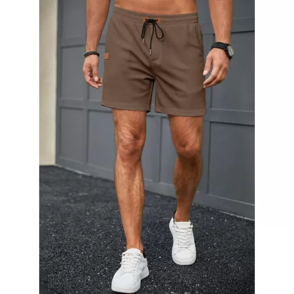 JMIERR Men's Casual 5"/ 7" Shorts Waffle Elastic Waist Drawstring Workout Running Jogging Beach Sweat Shorts with Pockets