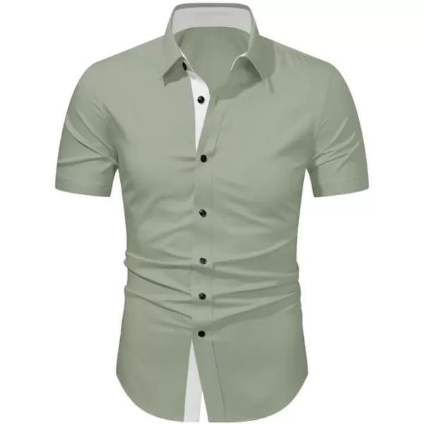 JMIERR Men's Casual Button Down Shirts Wrinkle-Free Short Sleeve Business Dress Shirt