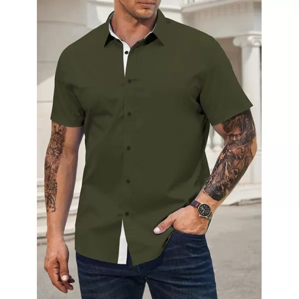 JMIERR Men's Casual Button Down Shirts Wrinkle-Free Short Sleeve Business Dress Shirt