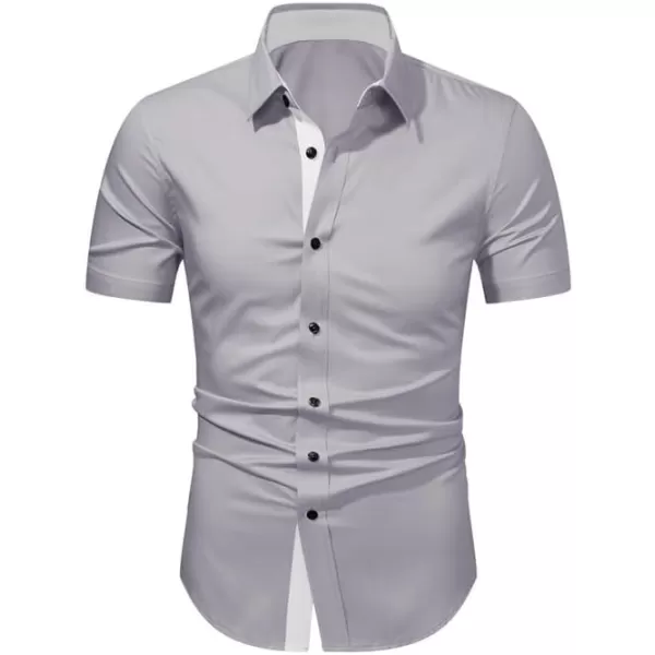 JMIERR Men's Casual Button Down Shirts Wrinkle-Free Short Sleeve Business Dress Shirt