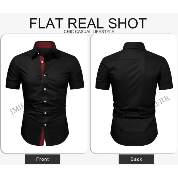 JMIERR Men's Casual Button Down Shirts Wrinkle-Free Short Sleeve Business Dress Shirt