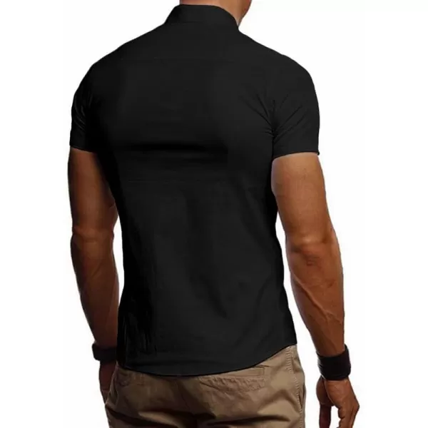 JMIERR Men's Casual Button Down Shirts Wrinkle-Free Short Sleeve Business Dress Shirt