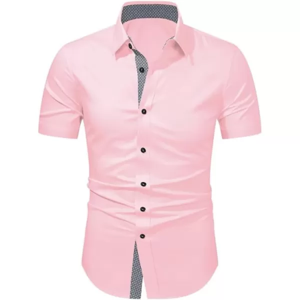 JMIERR Men's Casual Button Down Shirts Wrinkle-Free Short Sleeve Business Dress Shirt