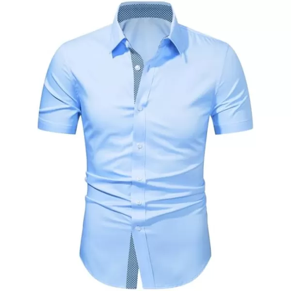 JMIERR Men's Casual Button Down Shirts Wrinkle-Free Short Sleeve Business Dress Shirt