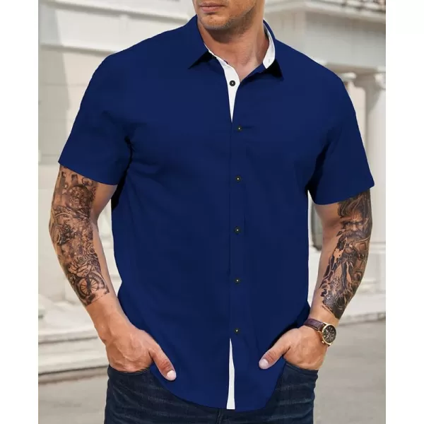 JMIERR Men's Casual Button Down Shirts Wrinkle-Free Short Sleeve Business Dress Shirt