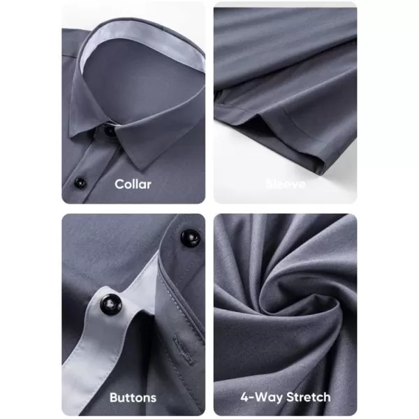 JMIERR Men's Casual Button Down Shirts Wrinkle-Free Short Sleeve Business Dress Shirt
