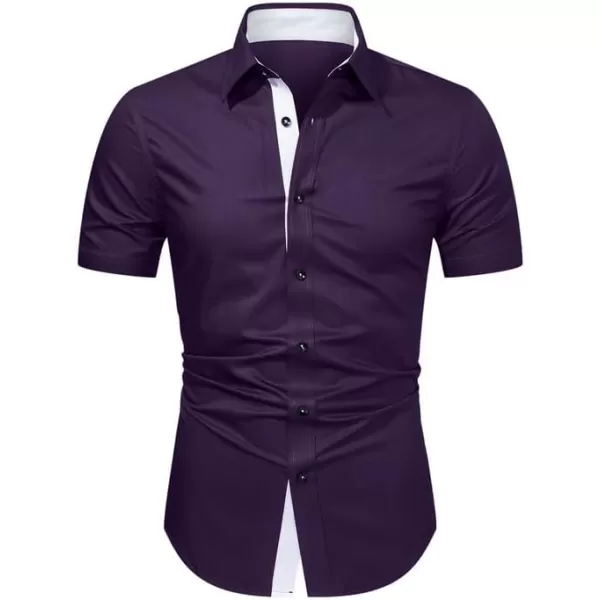 JMIERR Men's Casual Button Down Shirts Wrinkle-Free Short Sleeve Business Dress Shirt