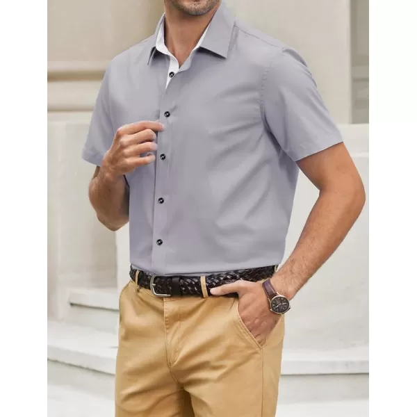 JMIERR Men's Casual Button Down Shirts Wrinkle-Free Short Sleeve Business Dress Shirt