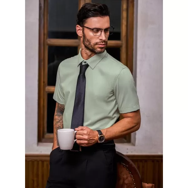 JMIERR Men's Casual Button Down Shirts Wrinkle-Free Short Sleeve Business Dress Shirt
