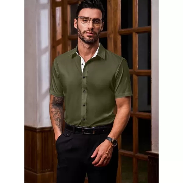 JMIERR Men's Casual Button Down Shirts Wrinkle-Free Short Sleeve Business Dress Shirt