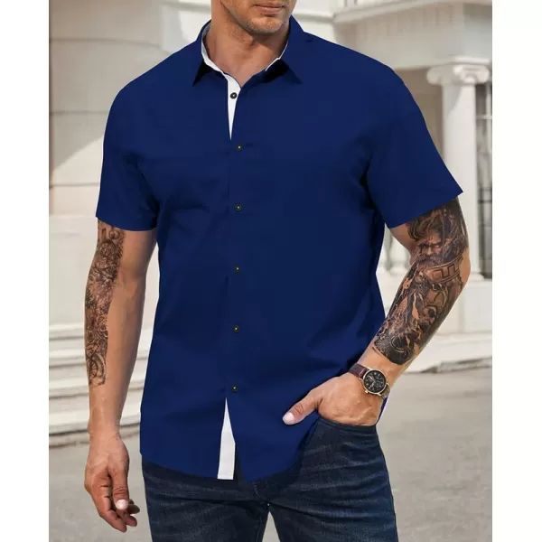 JMIERR Men's Casual Button Down Shirts Wrinkle-Free Short Sleeve Business Dress Shirt