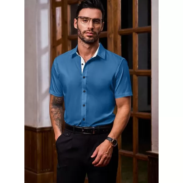 JMIERR Men's Casual Button Down Shirts Wrinkle-Free Short Sleeve Business Dress Shirt