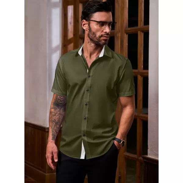 JMIERR Men's Casual Button Down Shirts Wrinkle-Free Short Sleeve Business Dress Shirt