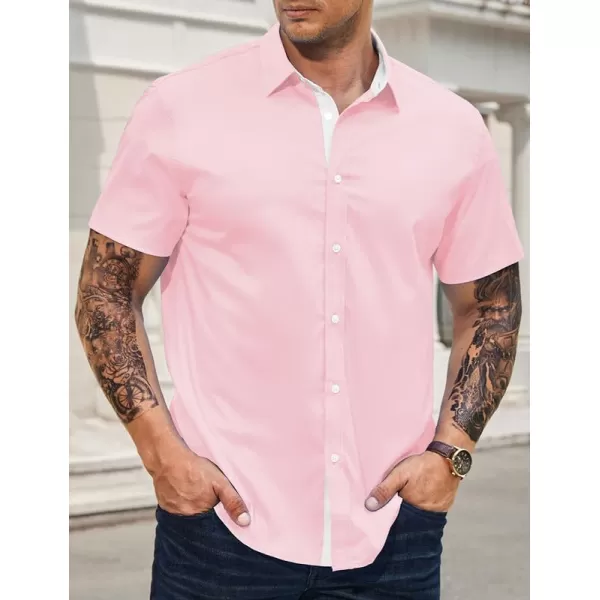JMIERR Men's Casual Button Down Shirts Wrinkle-Free Short Sleeve Business Dress Shirt