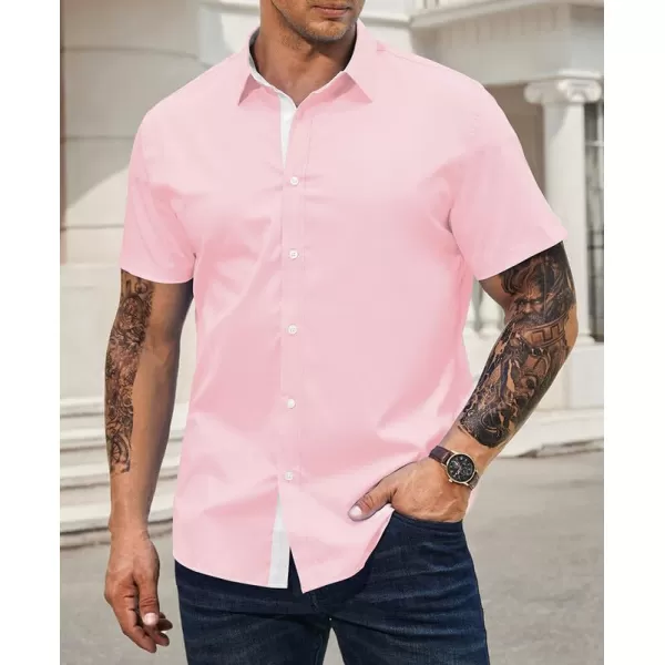 JMIERR Men's Casual Button Down Shirts Wrinkle-Free Short Sleeve Business Dress Shirt
