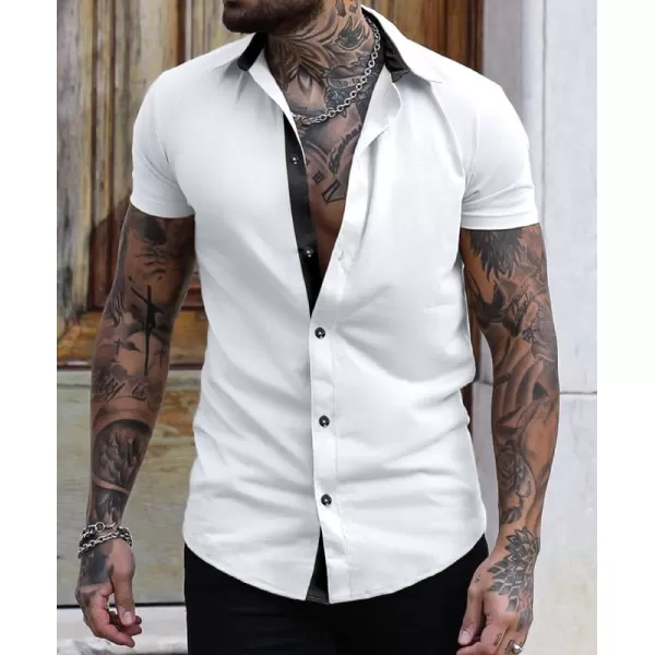 JMIERR Men's Casual Button Down Shirts Wrinkle-Free Short Sleeve Business Dress Shirt