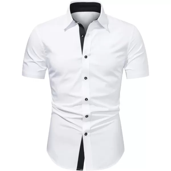 JMIERR Men's Casual Button Down Shirts Wrinkle-Free Short Sleeve Business Dress Shirt