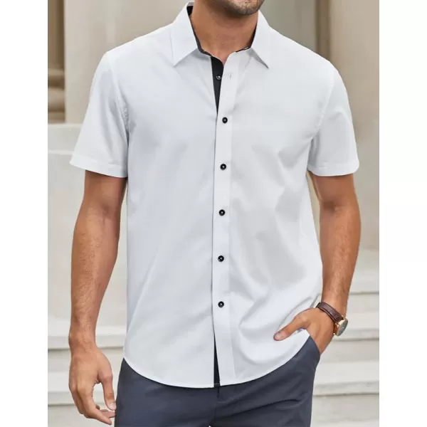 JMIERR Men's Casual Button Down Shirts Wrinkle-Free Short Sleeve Business Dress Shirt