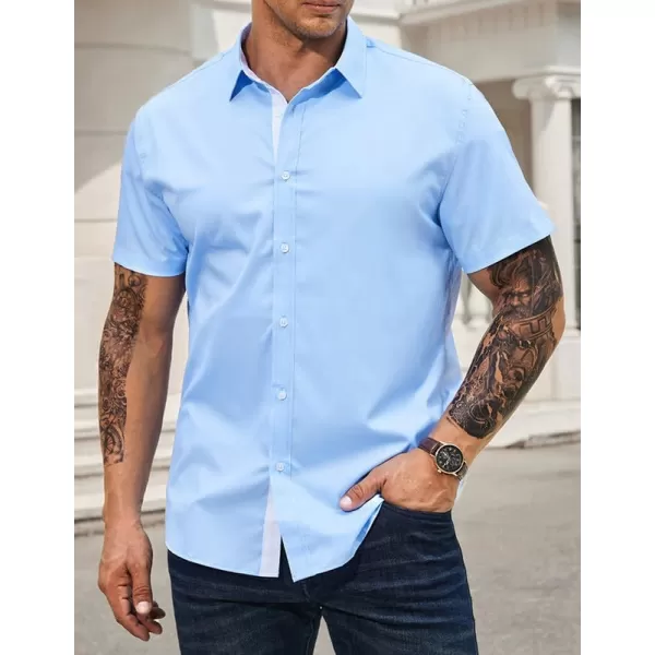 JMIERR Men's Casual Button Down Shirts Wrinkle-Free Short Sleeve Business Dress Shirt