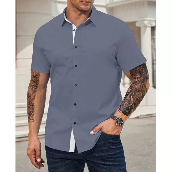 JMIERR Men's Casual Button Down Shirts Wrinkle-Free Short Sleeve Business Dress Shirt