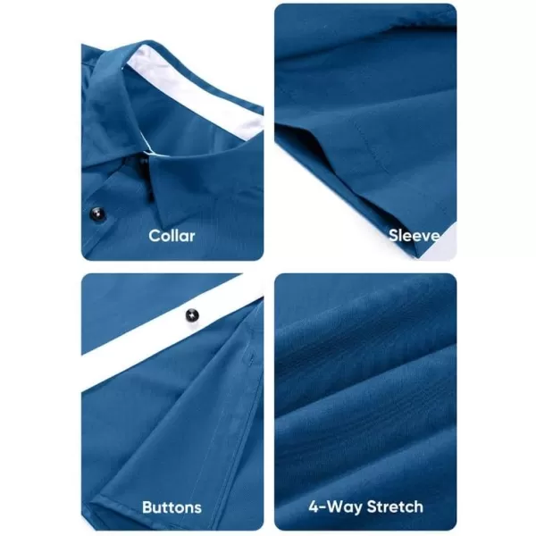 JMIERR Men's Casual Button Down Shirts Wrinkle-Free Short Sleeve Business Dress Shirt
