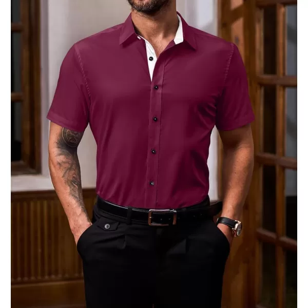 JMIERR Men's Casual Button Down Shirts Wrinkle-Free Short Sleeve Business Dress Shirt