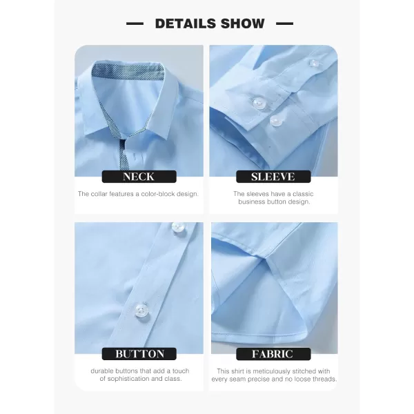 JMIERR Men's Casual Button Down Shirts Wrinkle-Free Short Sleeve Business Dress Shirt