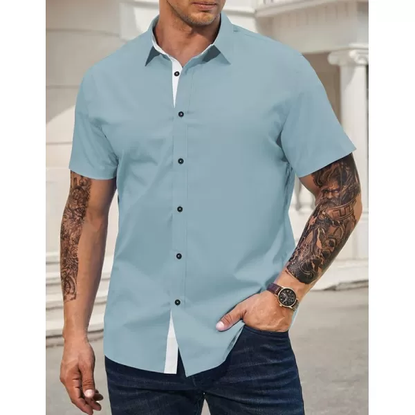 JMIERR Men's Casual Button Down Shirts Wrinkle-Free Short Sleeve Business Dress Shirt