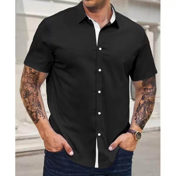 JMIERR Men's Casual Button Down Shirts Wrinkle-Free Short Sleeve Business Dress Shirt