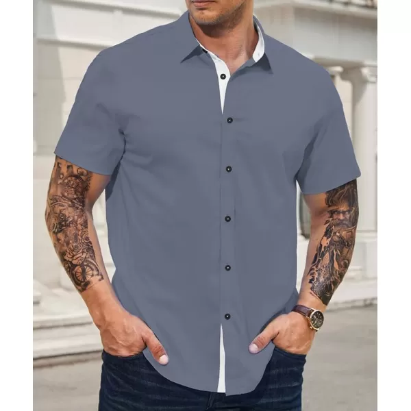 JMIERR Men's Casual Button Down Shirts Wrinkle-Free Short Sleeve Business Dress Shirt