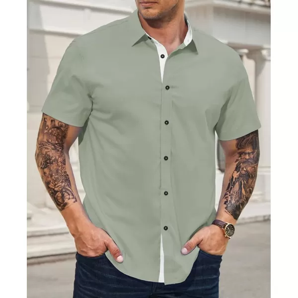 JMIERR Men's Casual Button Down Shirts Wrinkle-Free Short Sleeve Business Dress Shirt