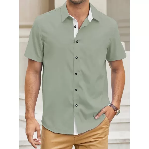 JMIERR Men's Casual Button Down Shirts Wrinkle-Free Short Sleeve Business Dress Shirt