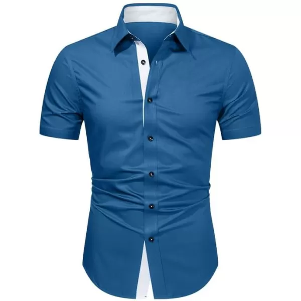 JMIERR Men's Casual Button Down Shirts Wrinkle-Free Short Sleeve Business Dress Shirt