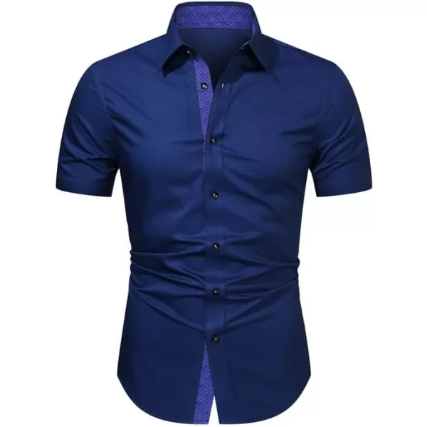 JMIERR Men's Casual Button Down Shirts Wrinkle-Free Short Sleeve Business Dress Shirt