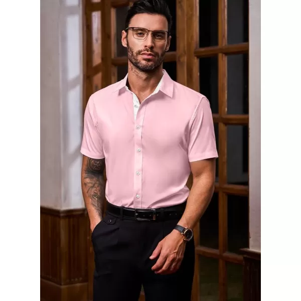 JMIERR Men's Casual Button Down Shirts Wrinkle-Free Short Sleeve Business Dress Shirt