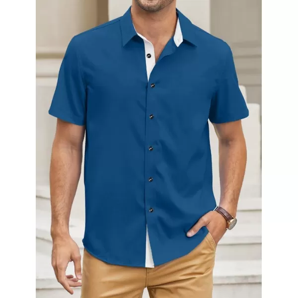 JMIERR Men's Casual Button Down Shirts Wrinkle-Free Short Sleeve Business Dress Shirt