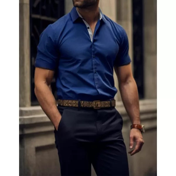 JMIERR Men's Casual Button Down Shirts Wrinkle-Free Short Sleeve Business Dress Shirt
