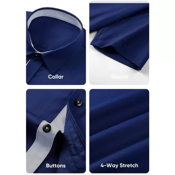 JMIERR Men's Casual Button Down Shirts Wrinkle-Free Short Sleeve Business Dress Shirt