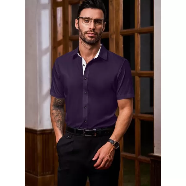 JMIERR Men's Casual Button Down Shirts Wrinkle-Free Short Sleeve Business Dress Shirt